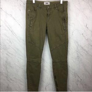 Paige Denim Army Green Skinny Moto Jeans, 30